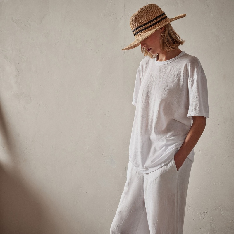 Crepe Jersey Oversized Short Sleeve Crew – White