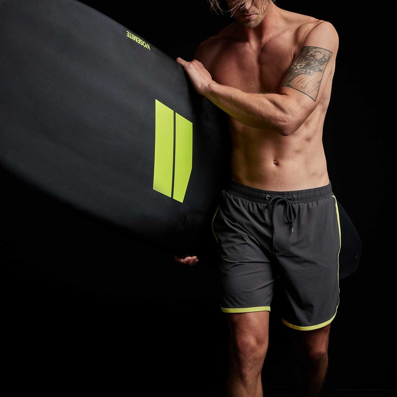 Curved Hem Boardshort – Carbon/Neon