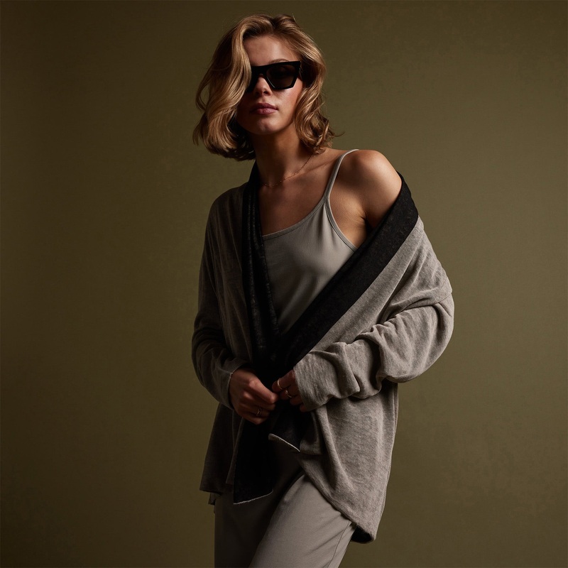 Dunes linen Cardigan  – Natural/Black