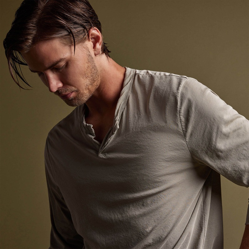 High Gauge Jersey Henley – Mineral Pigment