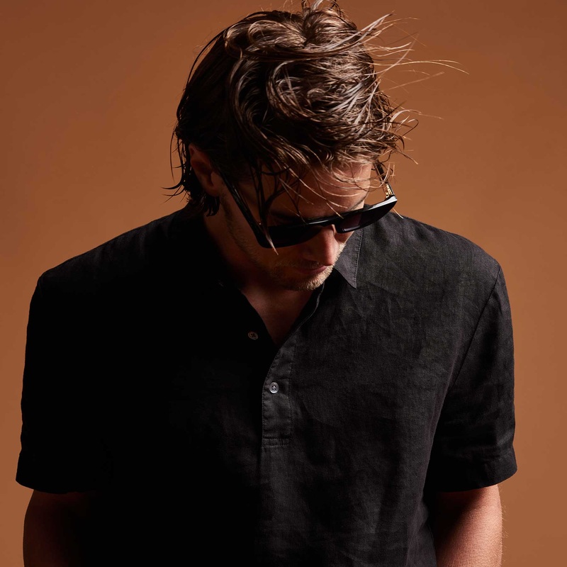 Linen Pullover Polo – Black