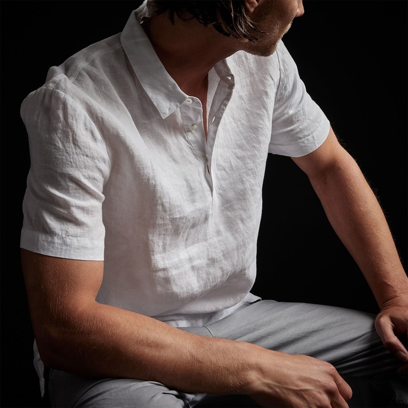 Linen Pullover Polo – White