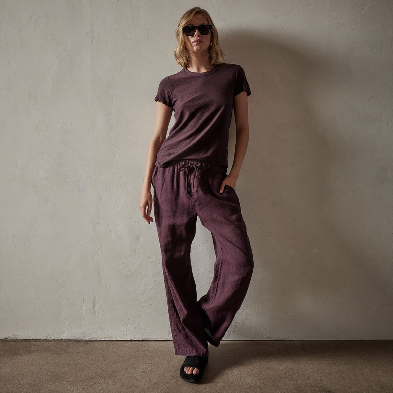 Sheer Slub Crew Neck Tee – Eggplant