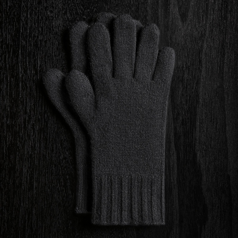 Solid Cashmere Gloves – Black