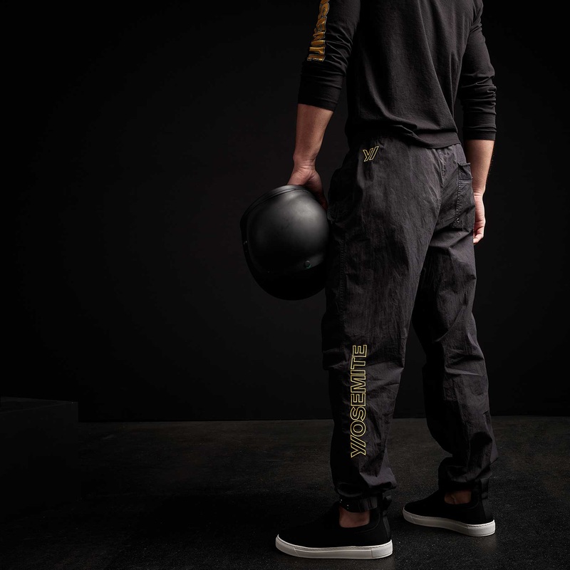 Y/ Embroidered Parachute Flight Pant – Black/Yellow