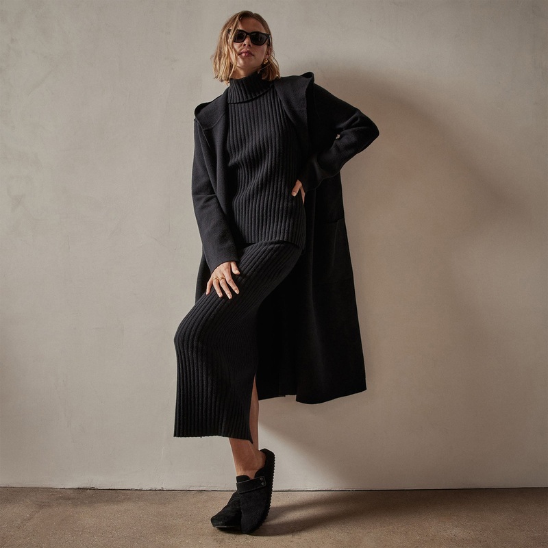 Cashmere Hooded Coat – Black