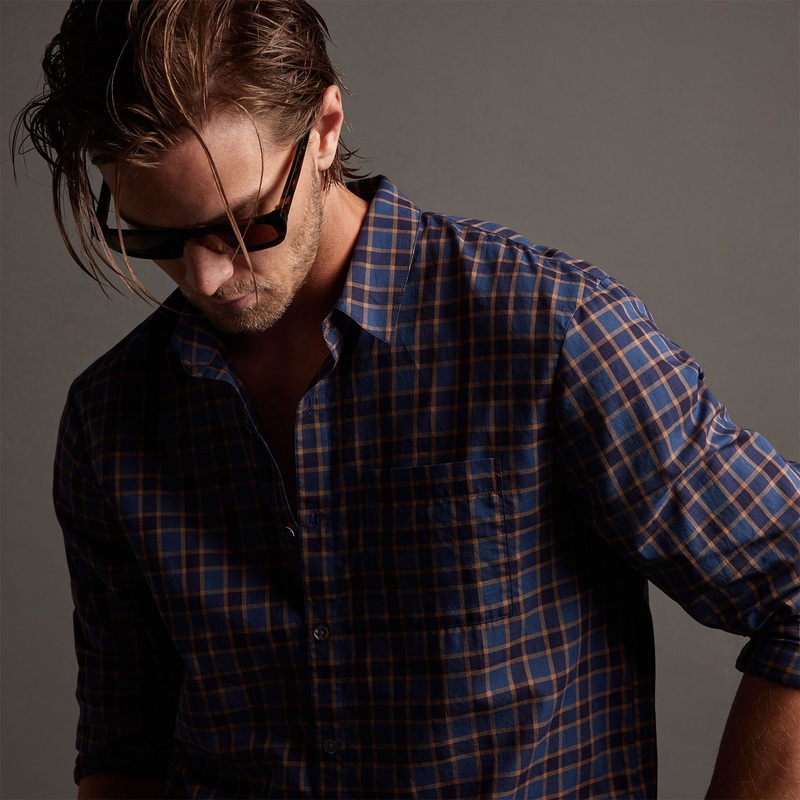 Cotton Plaid Shirt – Maine/Navy