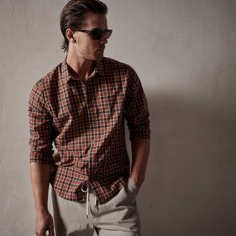 Cotton Plaid Shirt – Tamarind/Navy
