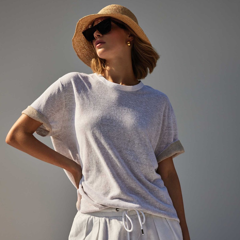 Dunes Linen Crew – White/Natural