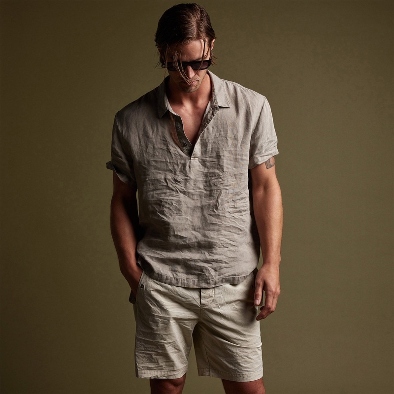Linen Pullover Polo – Silt Pigment