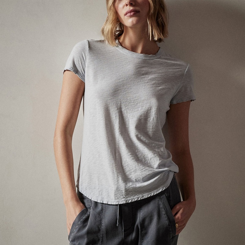 Sheer Slub Crew Neck Tee – Baby Blue