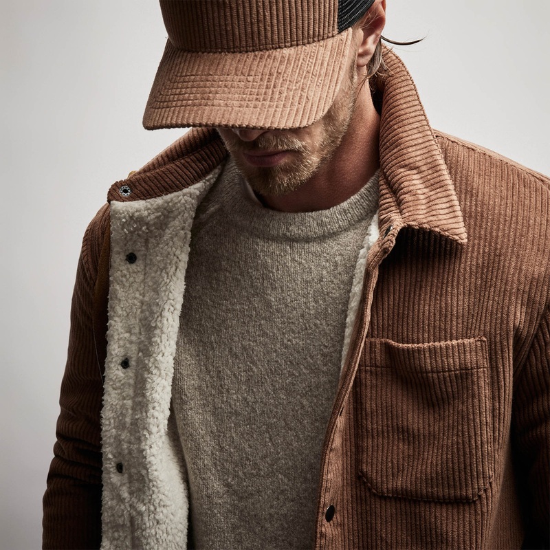Sherpa Lined Corduroy Shirt Jacket – Chestnut