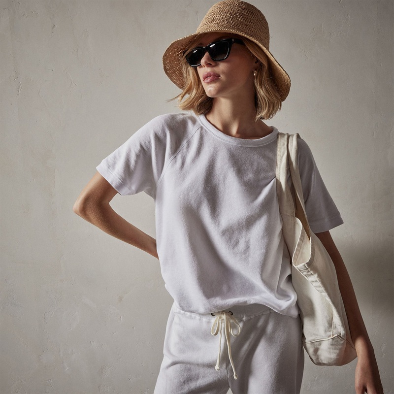 Short Sleeve Sweat Top – White