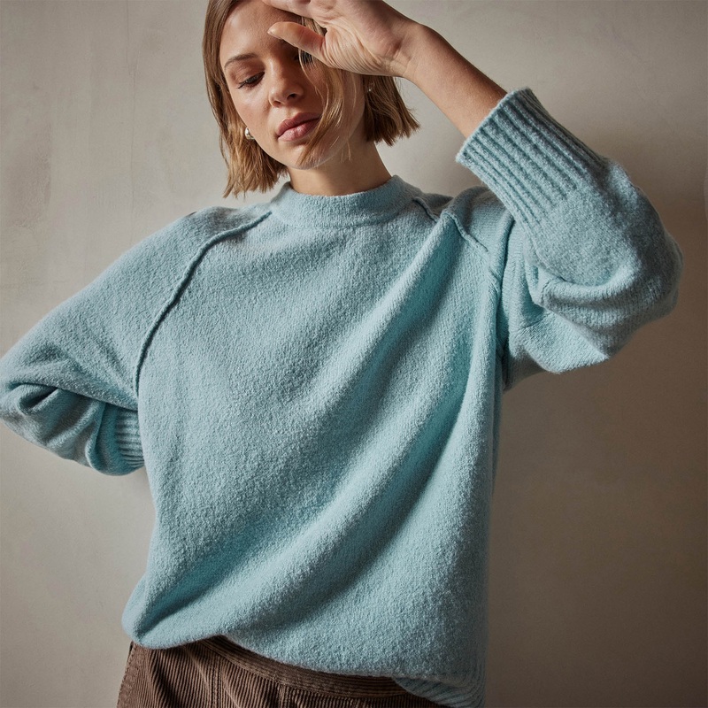 Cotton Cashmere Blend Pullover – Baby Blue