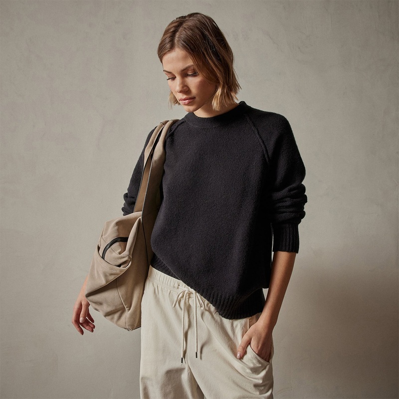 Cotton Cashmere Blend Pullover – Black