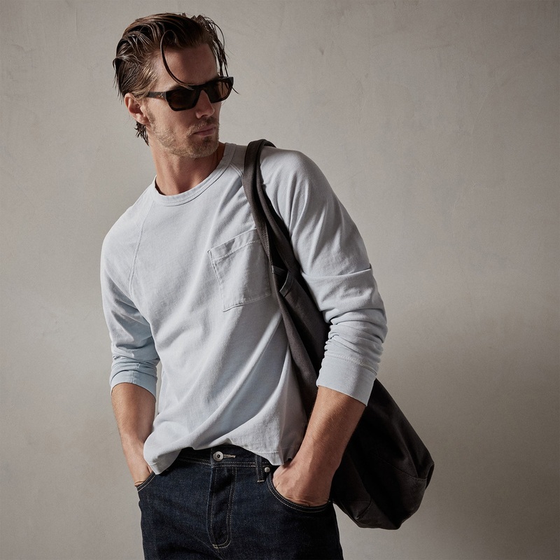 Cotton Jersey Pocket Raglan – Baby Blue Pigment