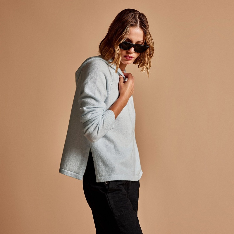 La Paz Cashmere Blend Hoodie – Baby Blue