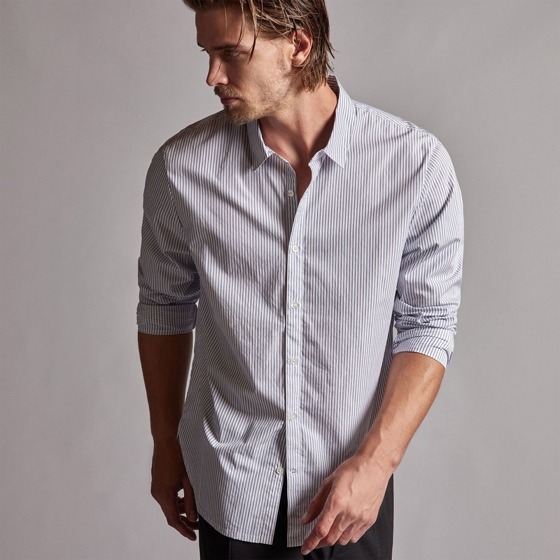 Poplin Striped Shirt – Navy Stripe