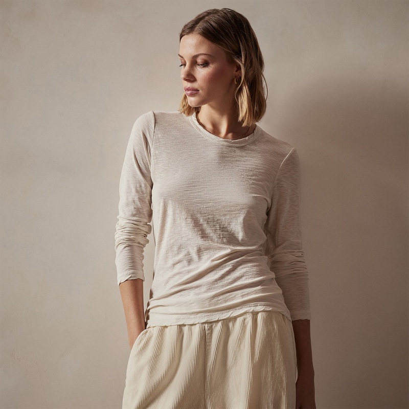 Sheer Slub Long Sleeve Crew – Canvas