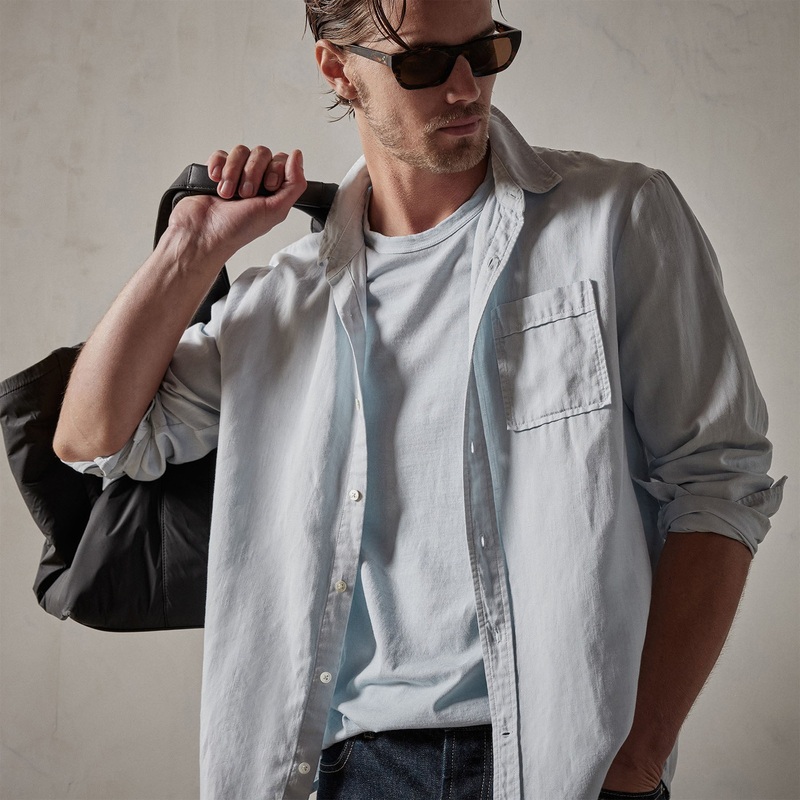Sierra Cotton Linen Shirt – Baby Blue Pigment