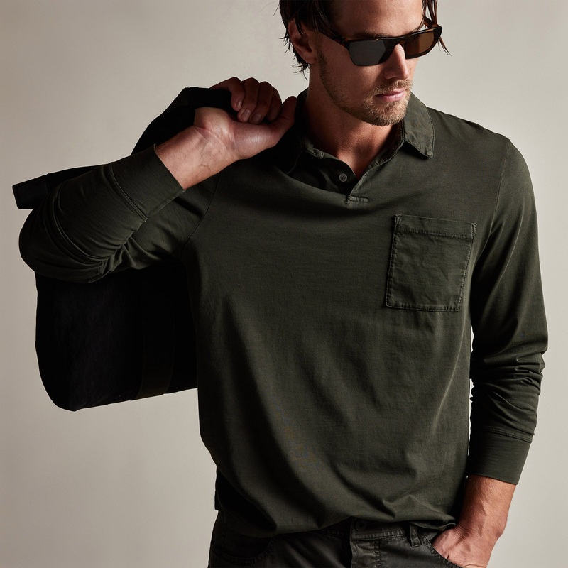 Sueded Jersey Rugby Polo – Dark Olive Pigment