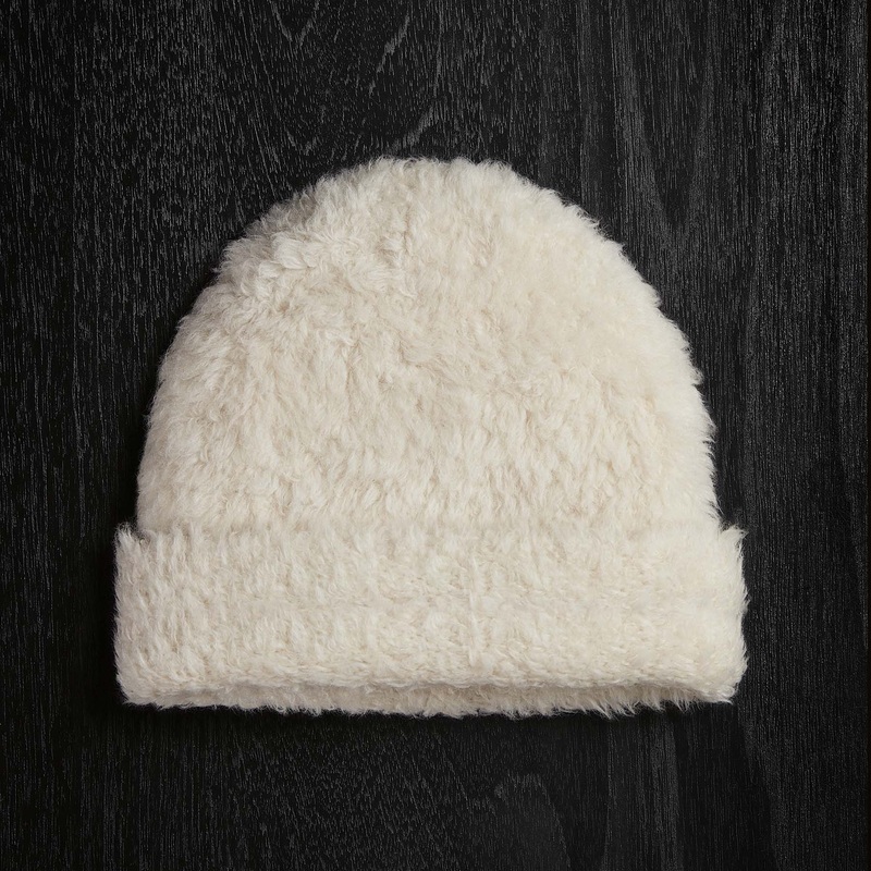 Wool Blend Sherpa Beanie – Natural