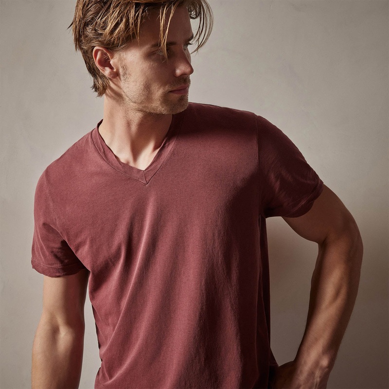 Clear Jersey V Neck – Claret Pigment
