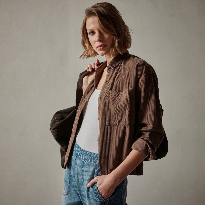 Corduroy Cropped Boxy Shirt – Fox Pigment