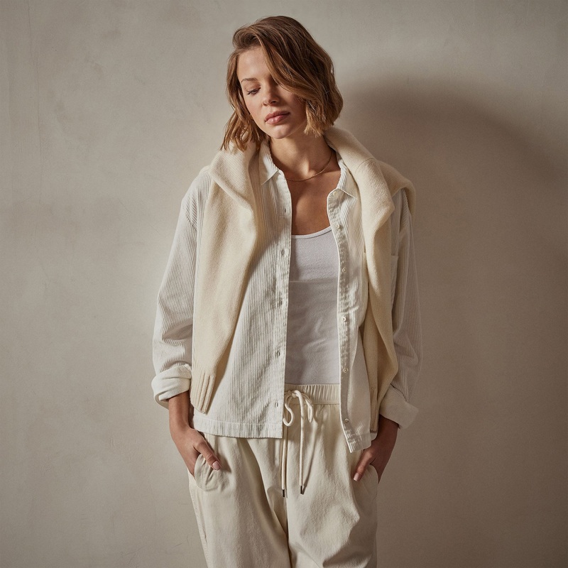 Corduroy Cropped Boxy Shirt – Ivory Pigment
