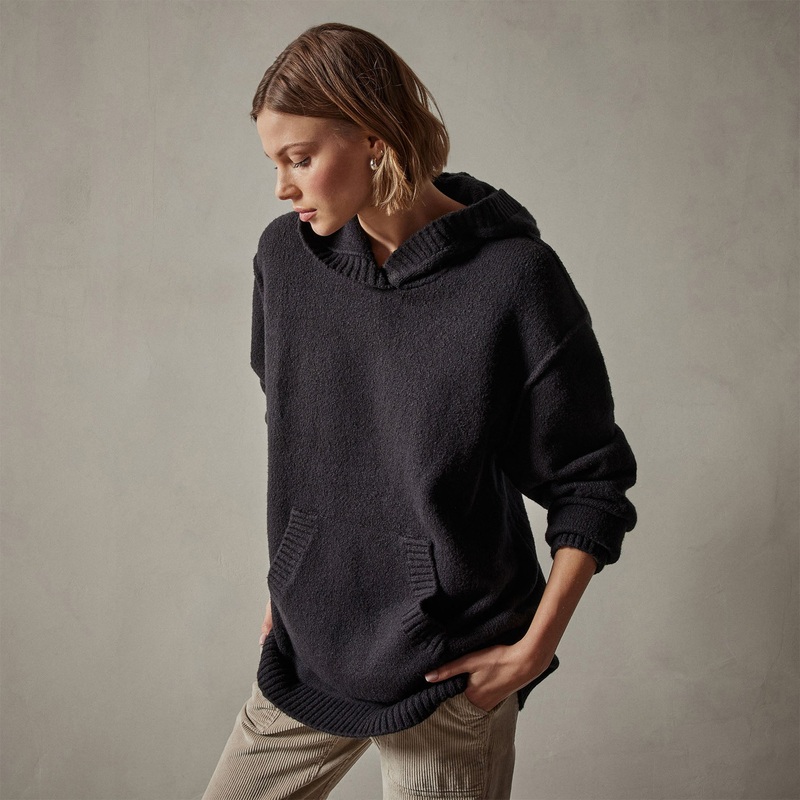 Cotton Cashmere Oversize Hoodie – Black