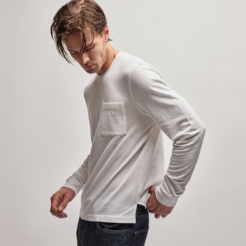 French Terry Pocket Crew – White