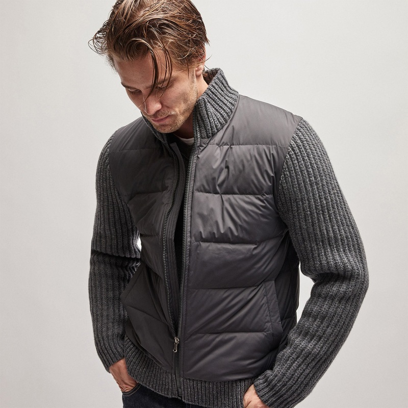 Mixed Media Zip Front Jacket – Carbon