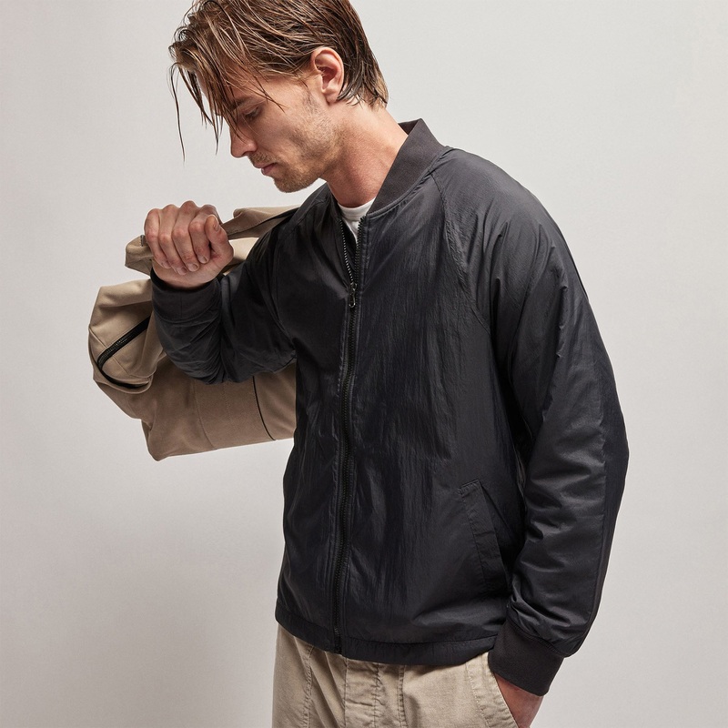 Nylon Bomber Jacket Lined – Black
