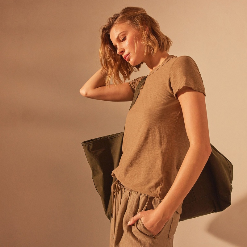 Sheer Slub Crew Neck Tee – Cashew