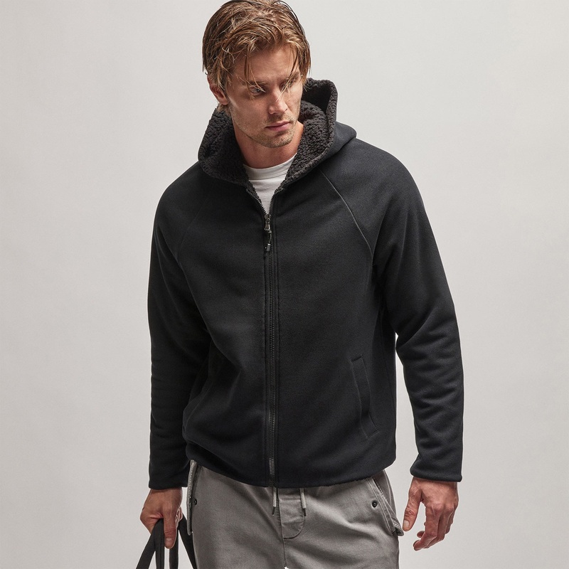 Sherpa Lined Scuba Hoodie – Black/Black