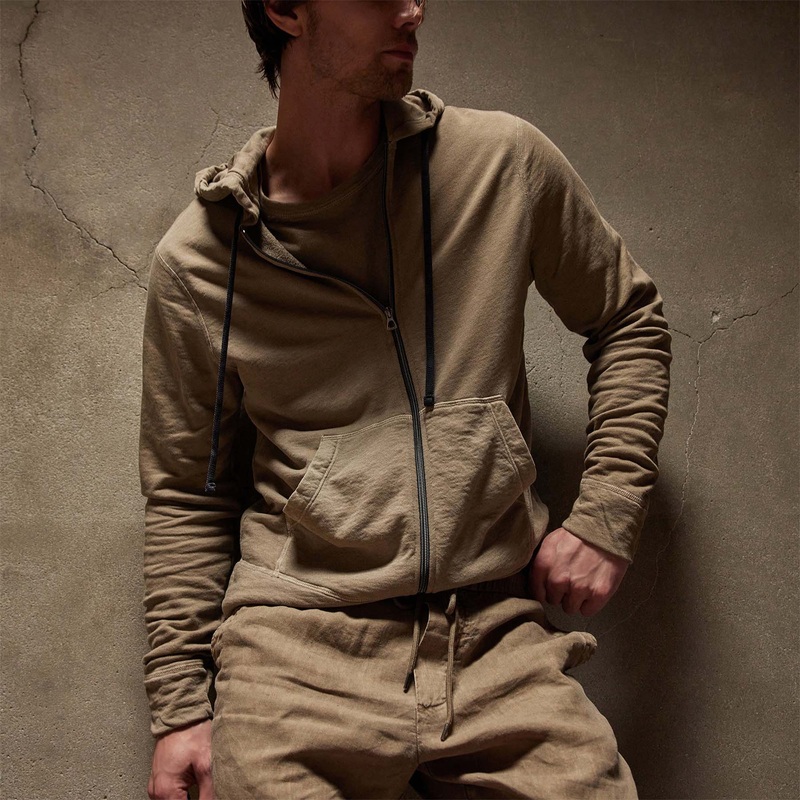 Vintage French Terry Zip Up Hoodie – Cashew Pigment