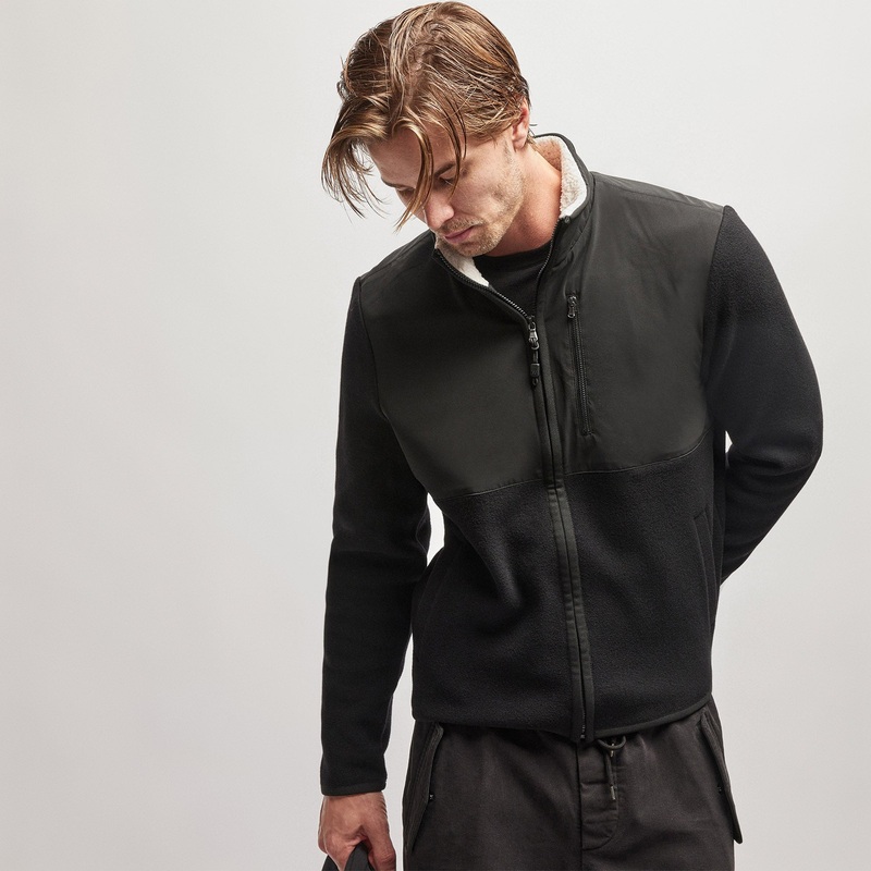 Wool Jersey Mixed Media Jacket – Black