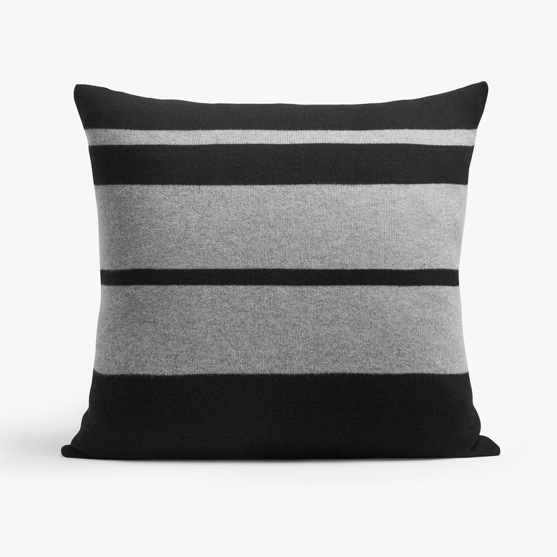 Cashmere Stripe Sham – Black/Heather Grey
