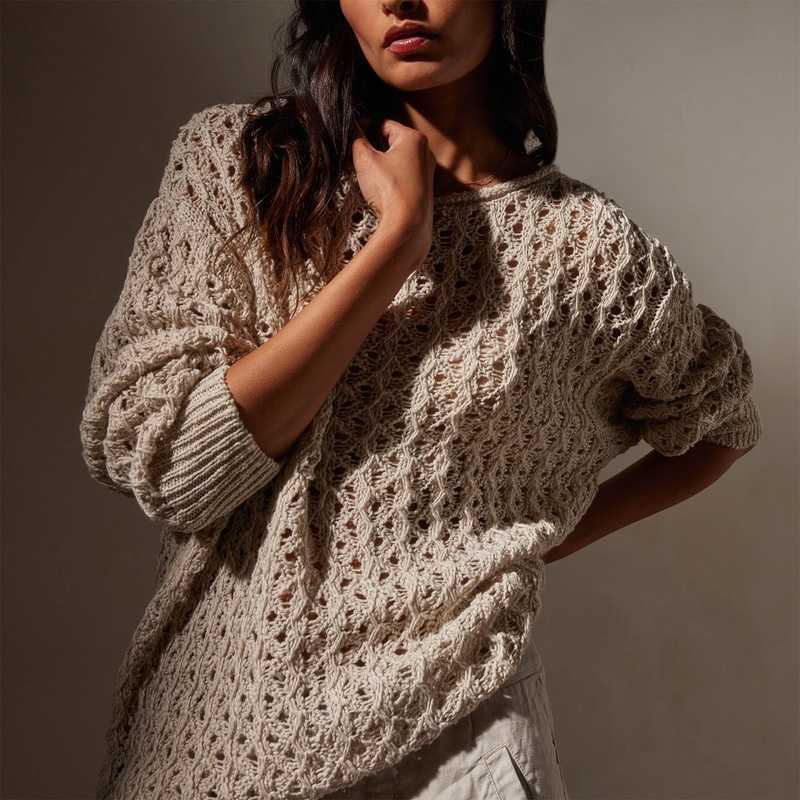 Cotton Linen Textured Sweater – Natural