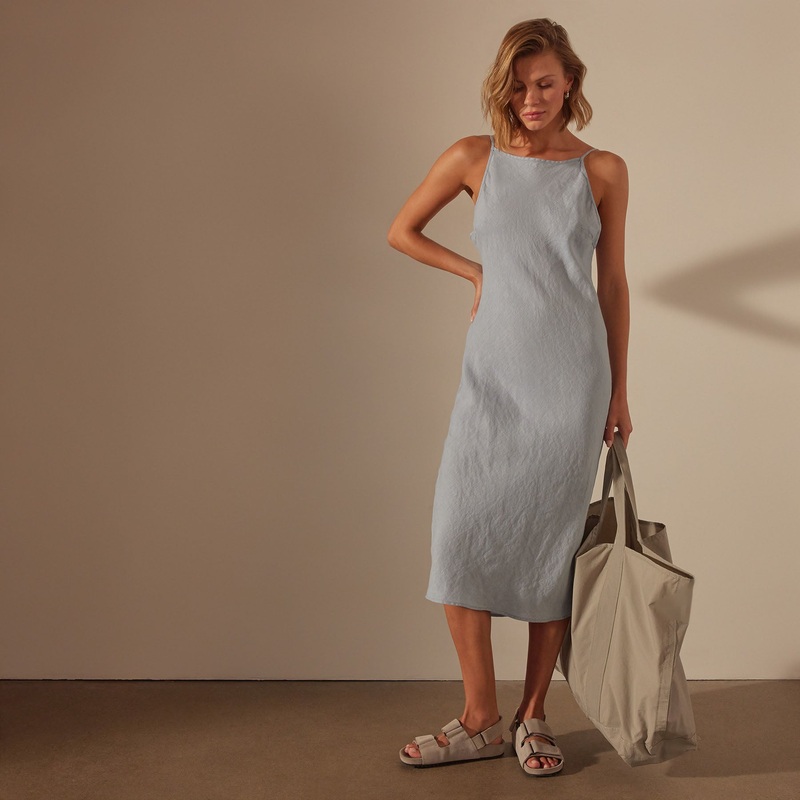 Lightweight Linen Cami Dress – Open Sky Pigment