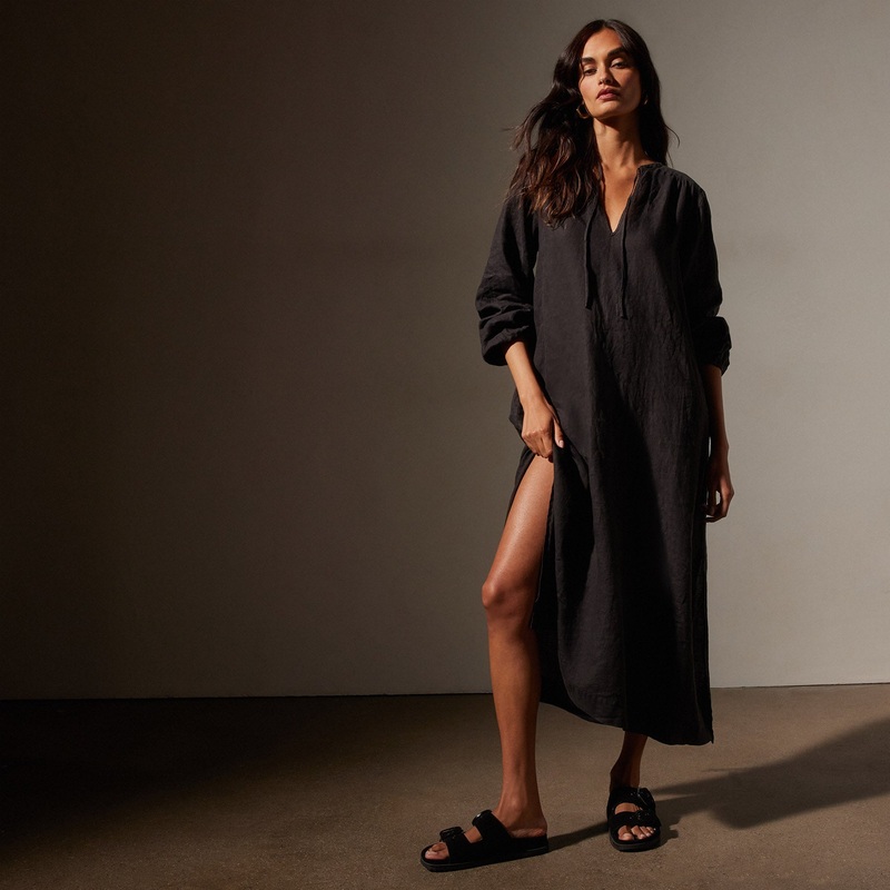 Lightweight Linen Dress – Black