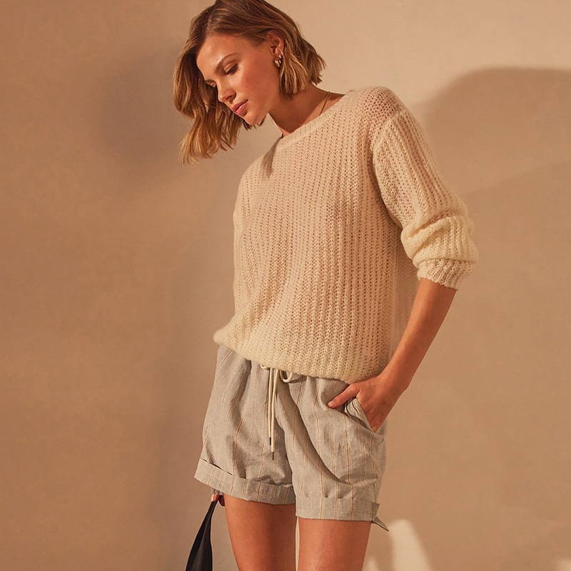 Lightweight Open Knit Cashmere Sweater – Ivory