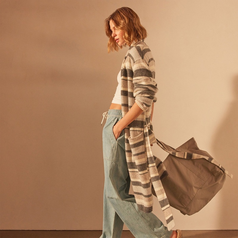 OLD Lightweight Cashmere Striped Cardigan – Thunder/Mist/Hazel/Ivory