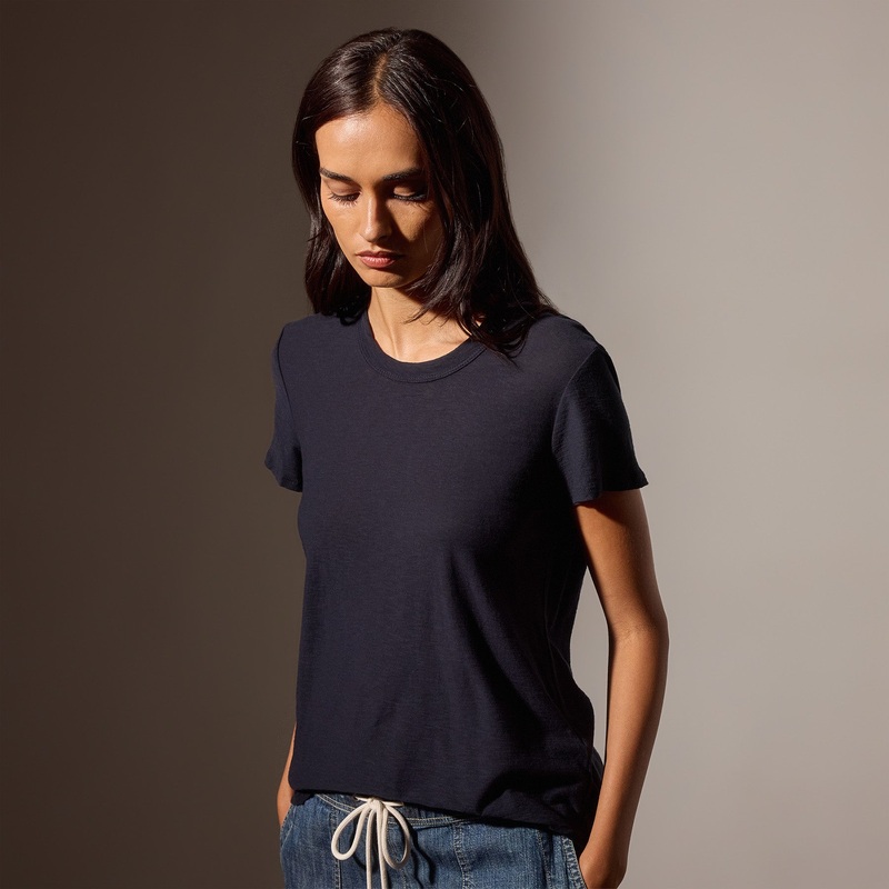 Sheer Slub Crew Neck Tee – Deep