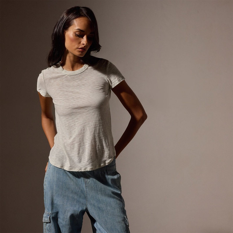 Sheer Slub Crew Neck Tee – Frost