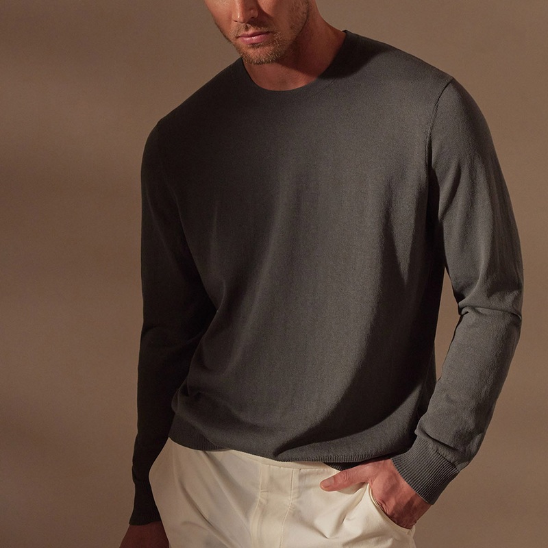 Stretch Cotton Crew Sweater – Flint