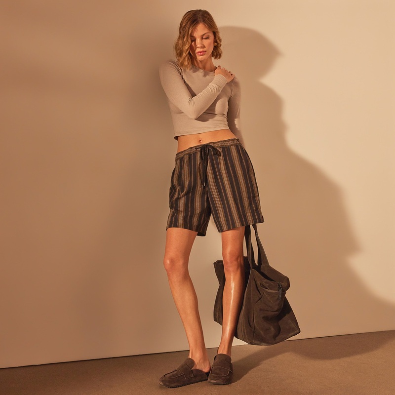 Striped Drawstring Bermuda Short – Black Stripe