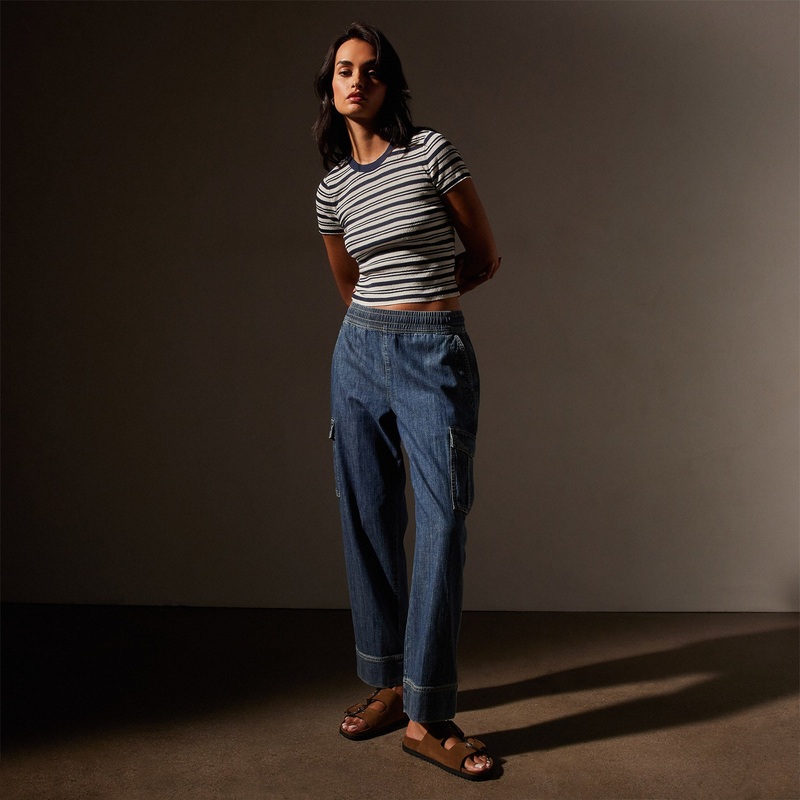 Washed Denim Cargo Pant – Medium Wash