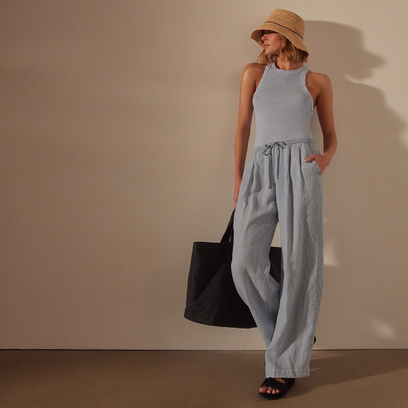 Wide Leg Relaxed Linen Pant – Open Sky Pigment