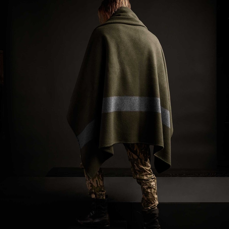 Brushed Cashmere Wool Surplus Blanket – Marsh/Charcoal